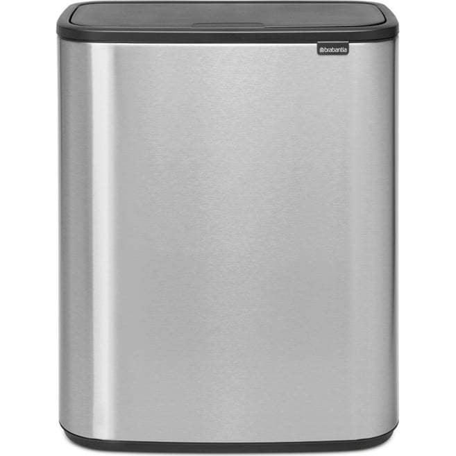 Brabantia Bo 30/30L Twin Touch Top Kitchen Rubbish Bin Matte Steel - KITCHEN - Bins - Soko and Co