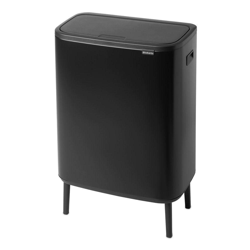 Brabantia Hi Bo 30/30L Twin Touch Top Kitchen Rubbish Bin Matte Black - KITCHEN - Bins - Soko and Co