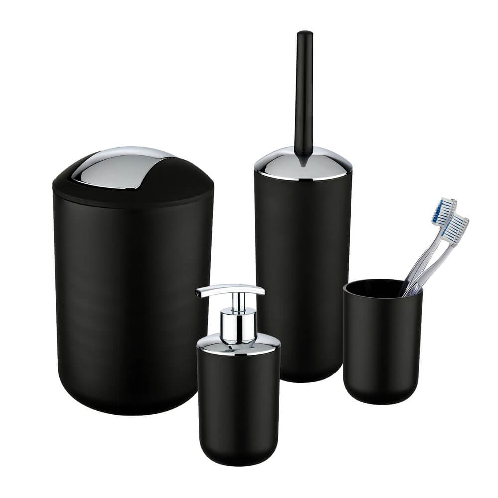 Brasil 4 Piece Bathroom Accessories Set Black - BATHROOM - Bathroom Accessory Sets - Soko and Co