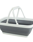 Collapsible Carry Basket with Handles White & Grey - LAUNDRY - Baskets and Trolleys - Soko and Co