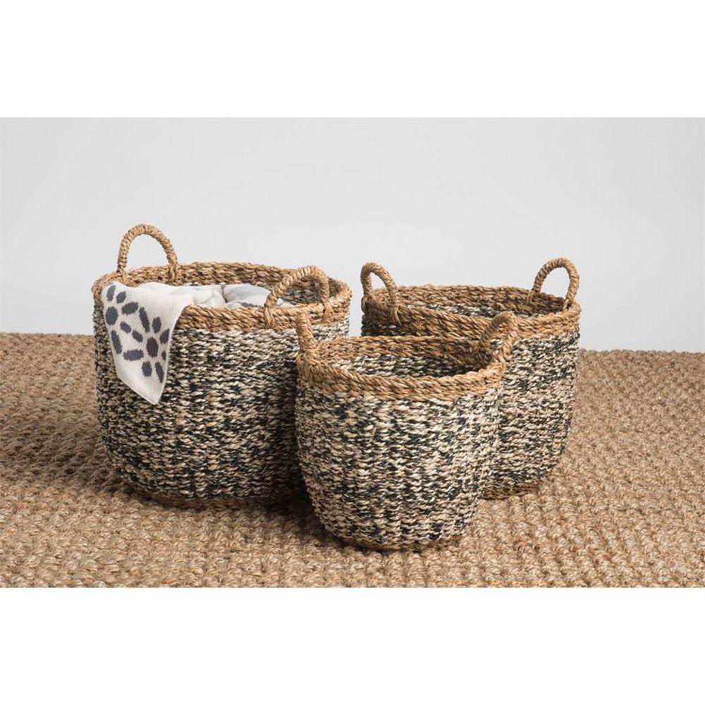 Ebony Large Round Seagrass Storage Basket - HOME STORAGE - Baskets and Totes - Soko and Co