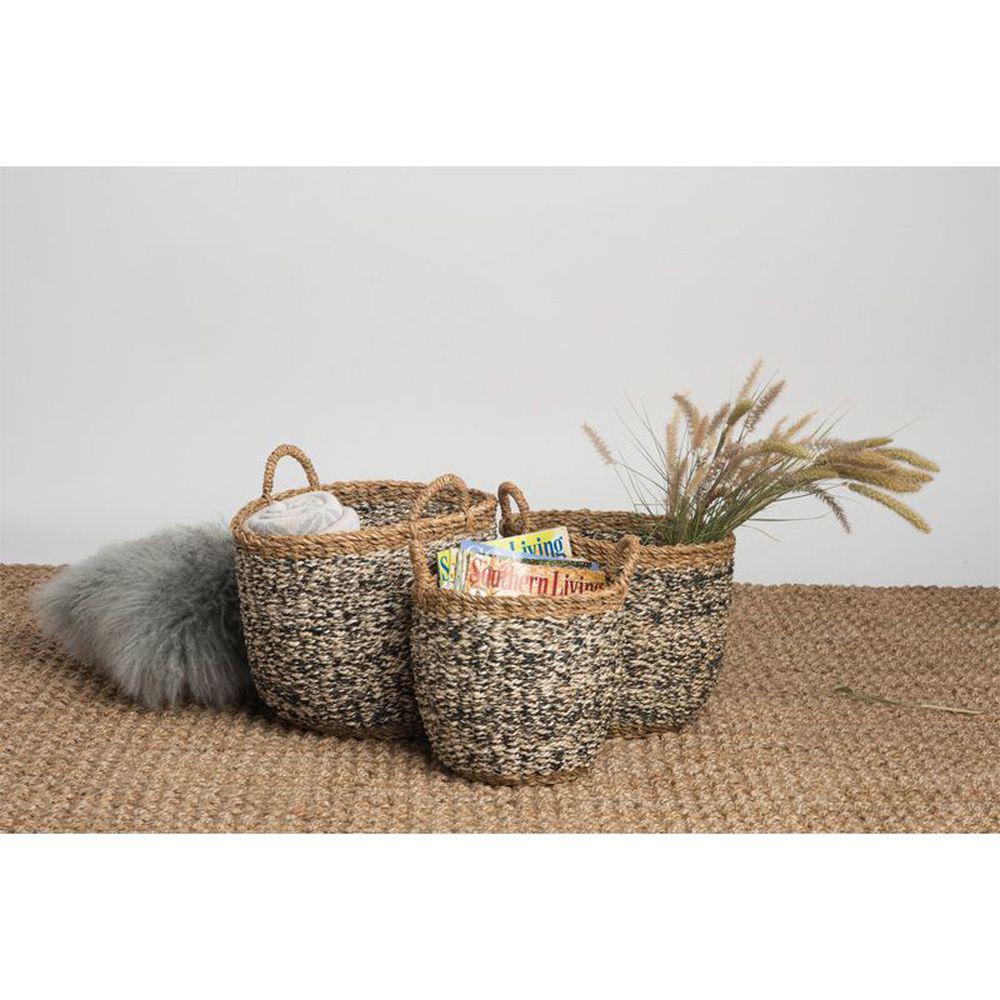 Ebony Large Round Seagrass Storage Basket - HOME STORAGE - Baskets and Totes - Soko and Co