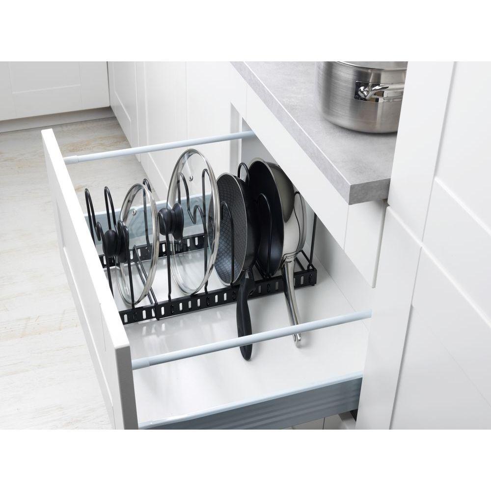 Expandable Pan &amp; Lid Organiser Black - KITCHEN - Shelves and Racks - Soko and Co