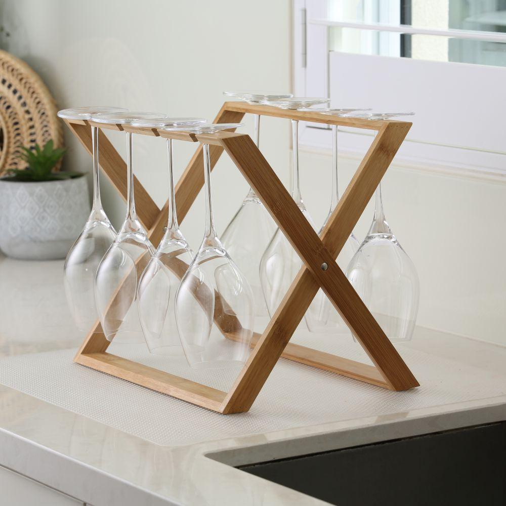 Folding Bamboo Wine Glass Rack - WINE - Glass Holders and Racks - Soko and Co