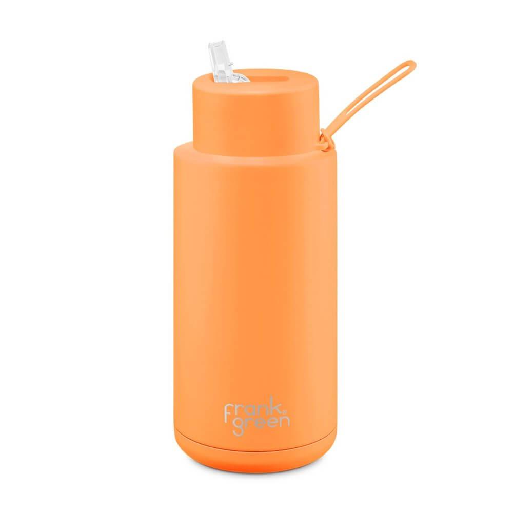 Frank Green 1L Ceramic Water Bottle with Straw Neon Orange - LIFESTYLE - Water Bottles - Soko and Co