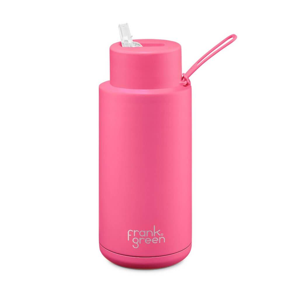 Frank Green 1L Ceramic Water Bottle with Straw Neon Pink - LIFESTYLE - Water Bottles - Soko and Co