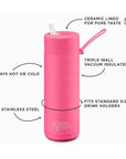 Frank Green 595ml Ceramic Water Bottle with Straw Blushed - LIFESTYLE - Water Bottles - Soko and Co