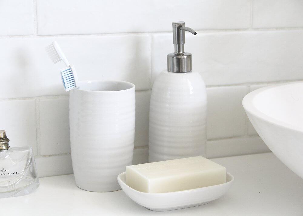 Hush Ceramic Toothbrush Tumbler White - BATHROOM - Toothbrush Holders - Soko and Co