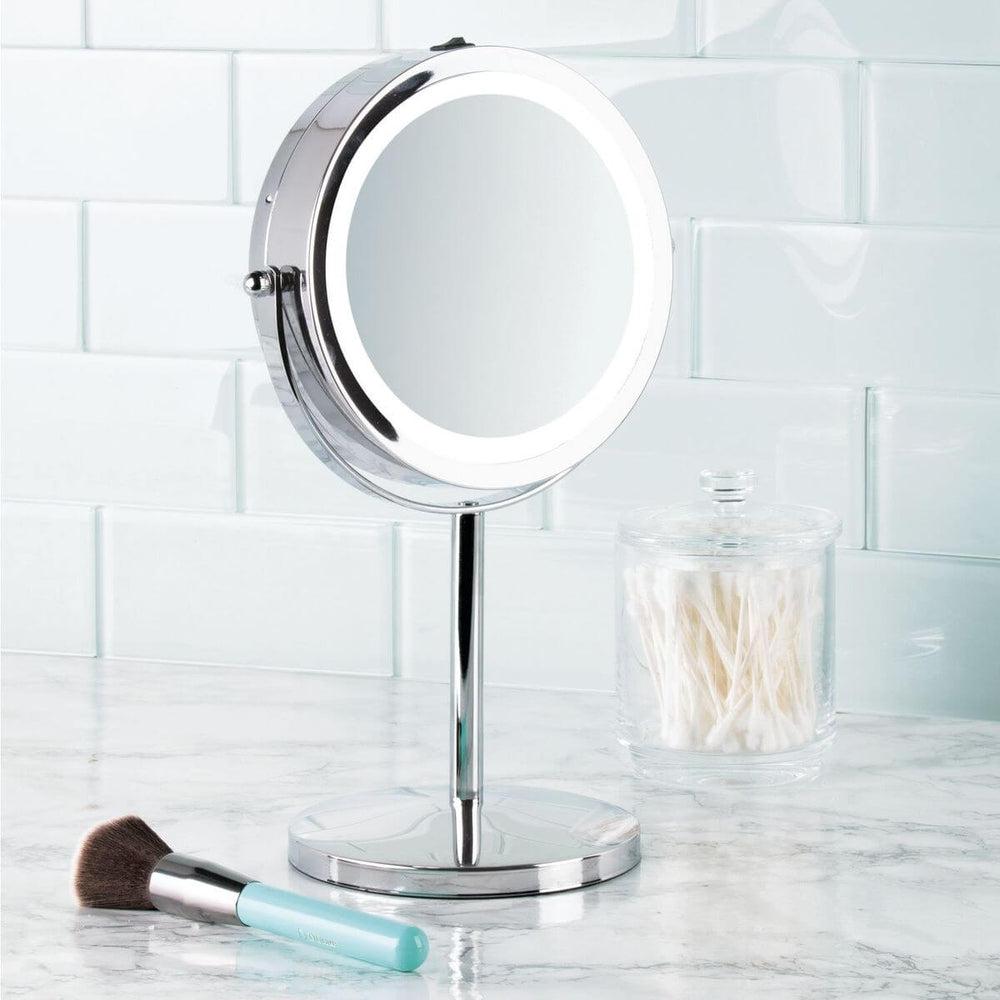 iDesign Lighted 7x LED Pedestal Makeup Mirror Stainless Steel - BATHROOM - Mirrors - Soko and Co