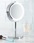 iDesign Lighted 7x LED Pedestal Makeup Mirror Stainless Steel - BATHROOM - Mirrors - Soko and Co