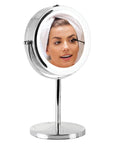 iDesign Lighted 7x LED Pedestal Makeup Mirror Stainless Steel - BATHROOM - Mirrors - Soko and Co