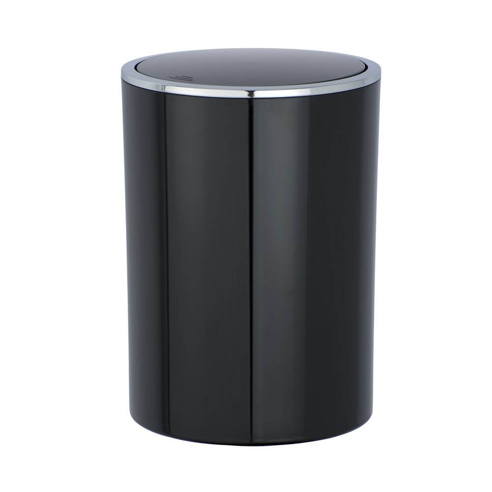 Inca 5L Rubbish Bin Black & Chrome - BATHROOM - Bins - Soko and Co