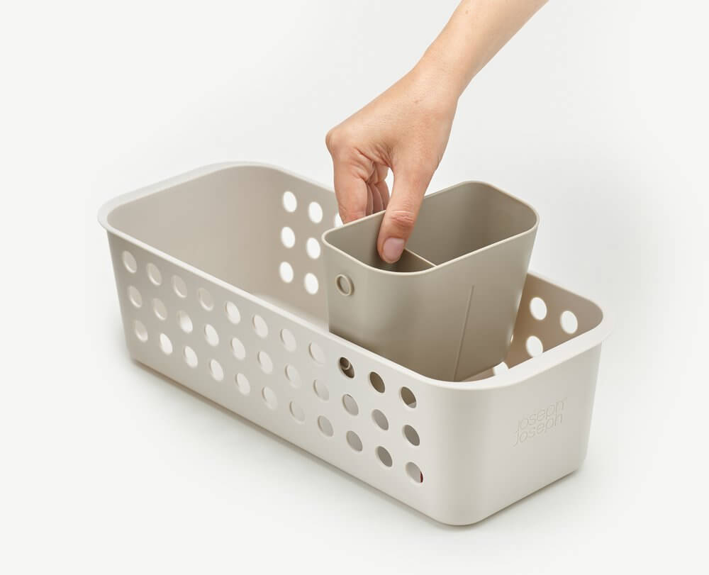 Joseph Joseph EasyStore Slimline Bathroom Storage Basket Ecru - BATHROOM - Squeegees and Cleaning - Soko and Co