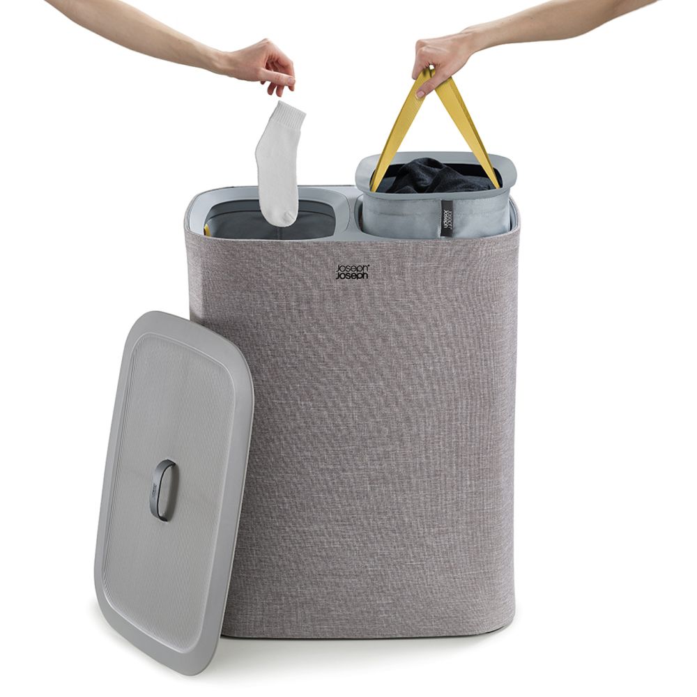 Joseph Joseph Tota 90L Twin Laundry Hamper Grey - LAUNDRY - Hampers - Soko and Co