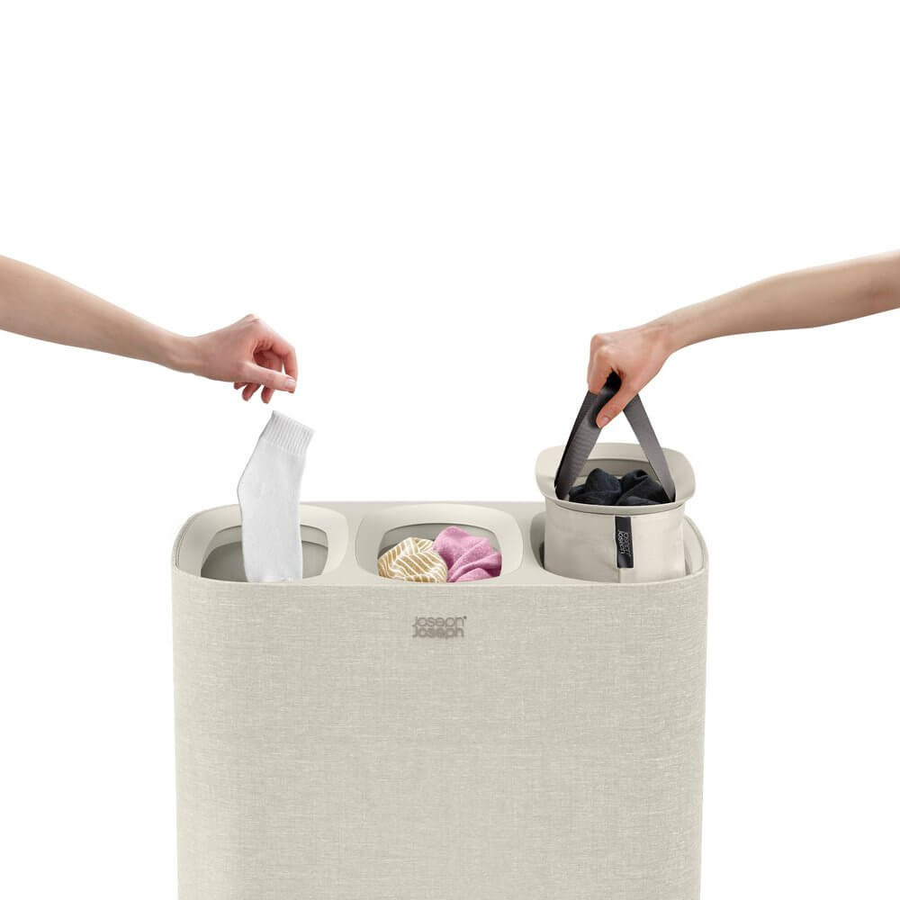 Joseph Joseph Tota Trio 90L Triple Laundry Hamper Ecru - LAUNDRY - Hampers - Soko and Co