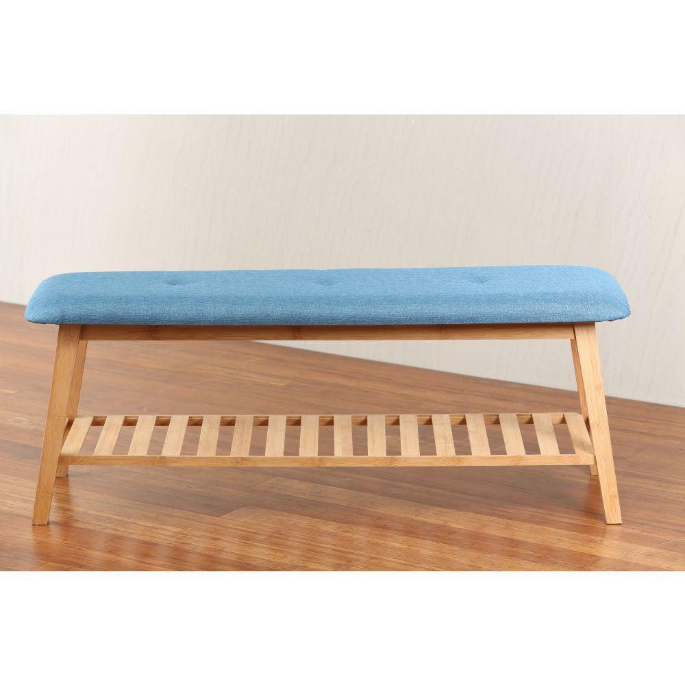 Large Bamboo Shoe Bench Blue - WARDROBE - Shoe Storage - Soko and Co