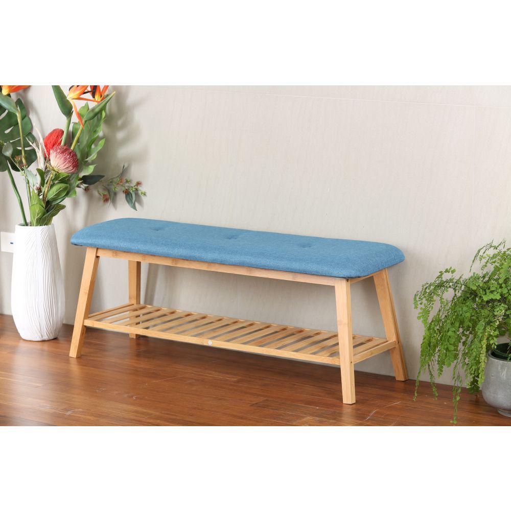 Large Bamboo Shoe Bench Blue - WARDROBE - Shoe Storage - Soko and Co