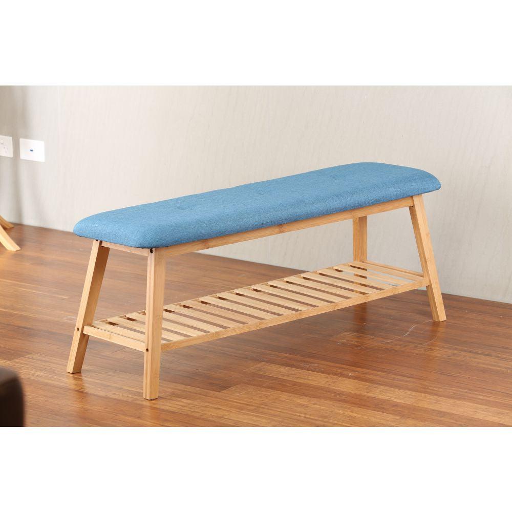 Large Bamboo Shoe Bench Blue - WARDROBE - Shoe Storage - Soko and Co