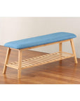 Large Bamboo Shoe Bench Blue - WARDROBE - Shoe Storage - Soko and Co