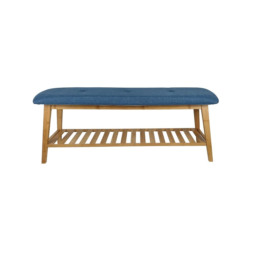 Large Bamboo Shoe Bench Blue - WARDROBE - Shoe Storage - Soko and Co