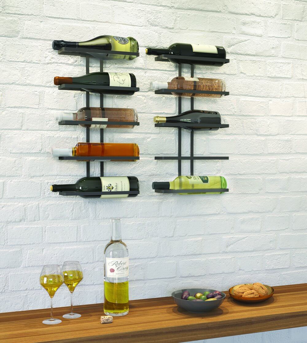 Lava 5 Bottle Wall Mounted Wine Rack Matte Black - WINE - Wine Racks - Soko and Co