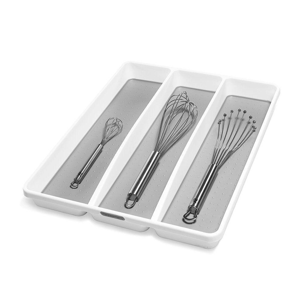 Madesmart 3 Compartment Grip Base Utensil Tray White - KITCHEN - Cutlery Trays - Soko and Co