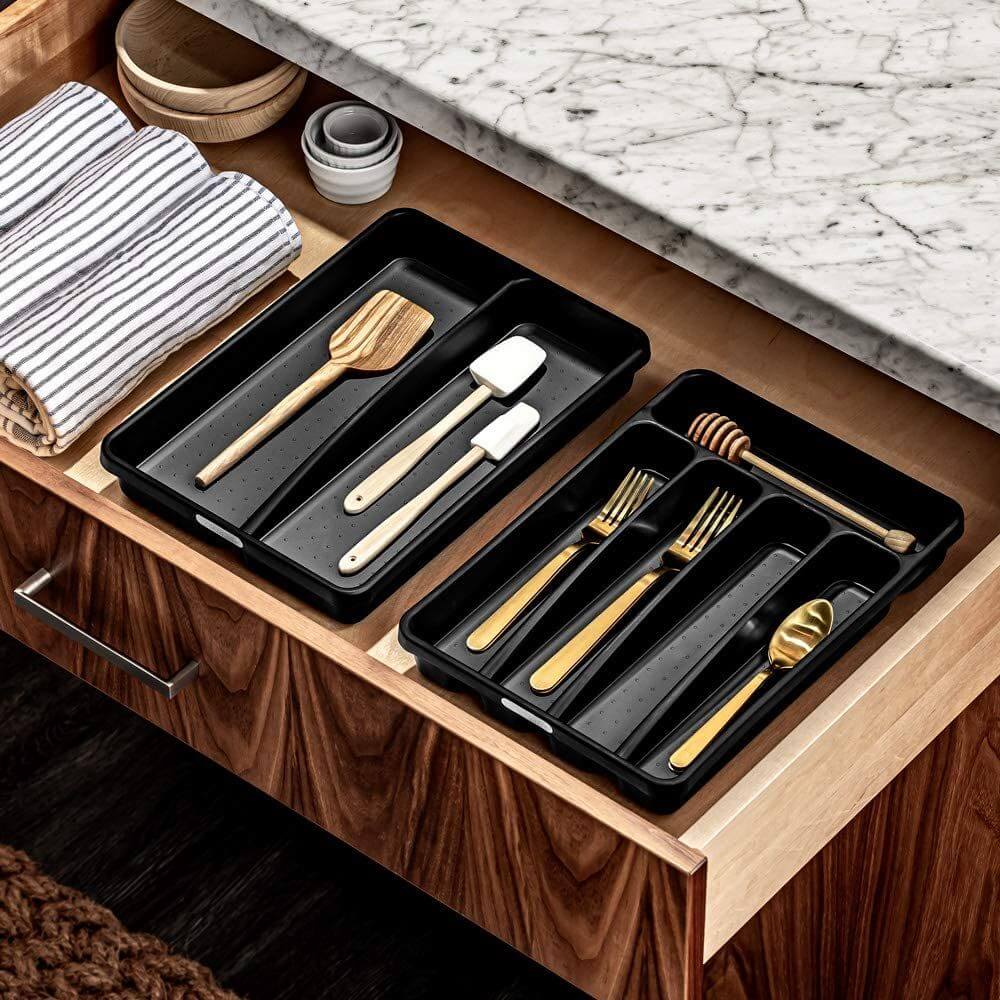 Madesmart Mini 5 Compartment Grip Base Cutlery Tray Carbon - KITCHEN - Cutlery Trays - Soko and Co