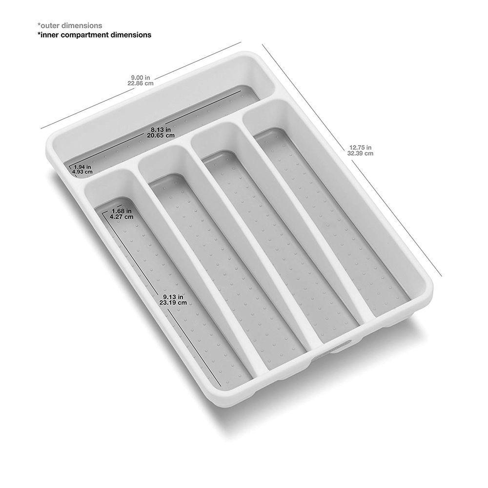 Madesmart Mini 5 Compartment Grip Base Cutlery Tray White - KITCHEN - Cutlery Trays - Soko and Co