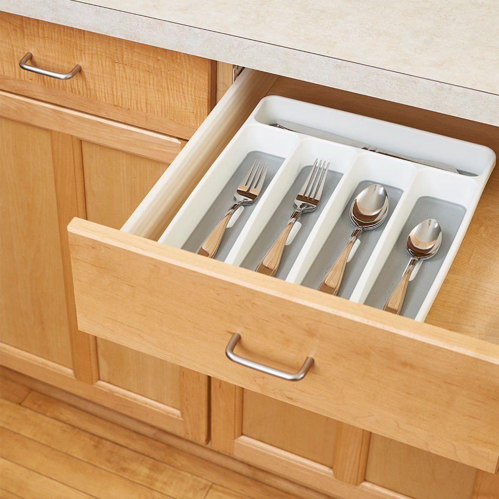 Madesmart Small 5 Compartment Grip Base Cutlery Tray White - KITCHEN - Cutlery Trays - Soko and Co