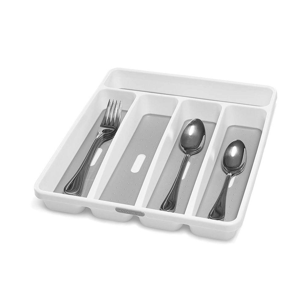 Madesmart Small 5 Compartment Grip Base Cutlery Tray White - KITCHEN - Cutlery Trays - Soko and Co