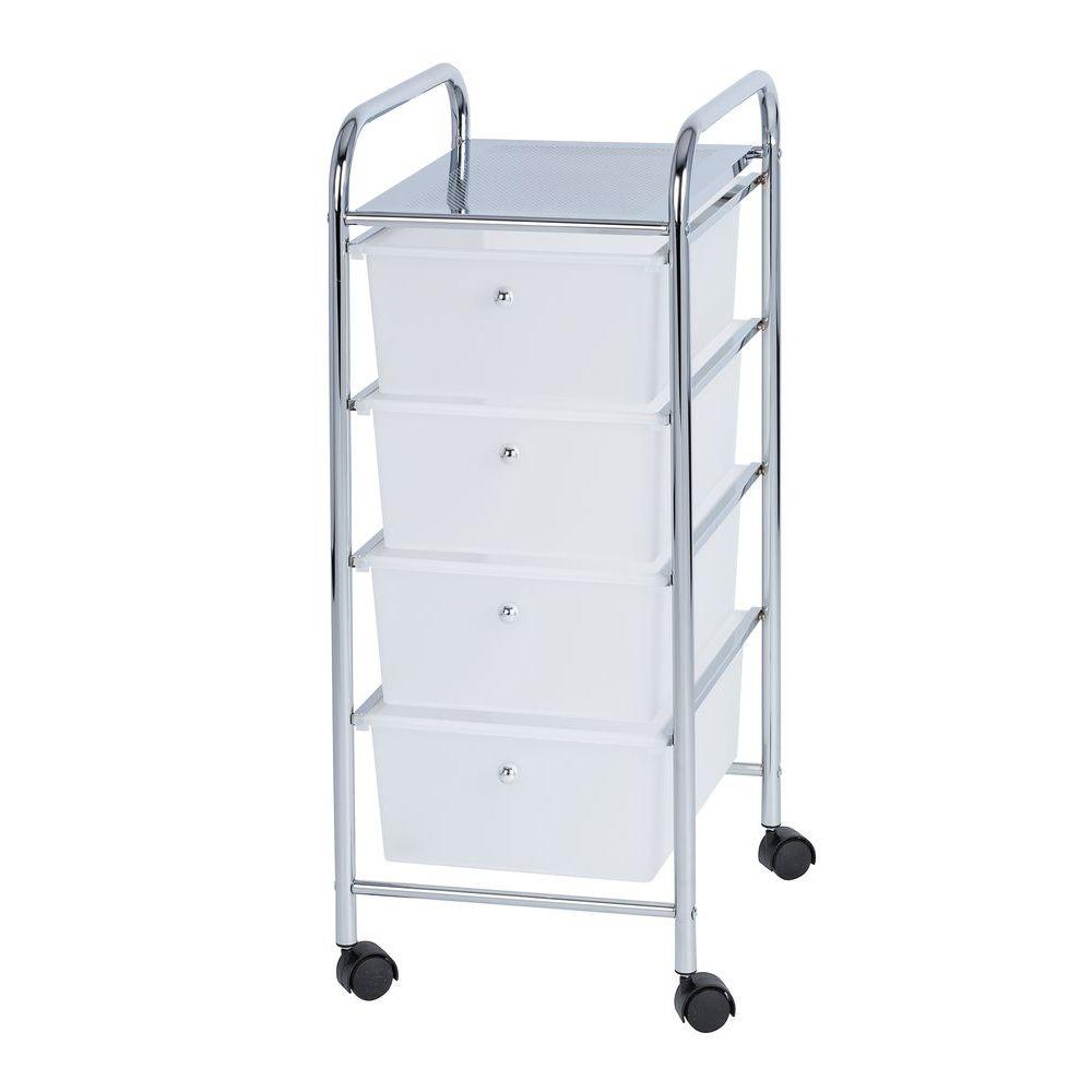 Messina 4 Drawer Storage Trolley Chrome - HOME STORAGE - Storage Trolleys - Soko and Co