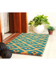 Natural Coir Doormat Blue Kimberley Diamond - HOME STORAGE - Accessories and Decor - Soko and Co