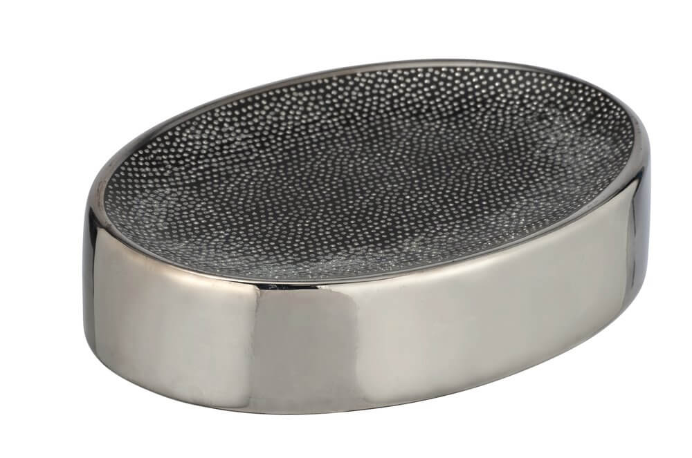 Nuria Ceramic Soap Dish Silver Anthracite - BATHROOM - Soap Dispensers and Trays - Soko and Co