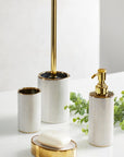 Nuria Ceramic Toilet Brush White Gold - BATHROOM - Toilet Brushes - Soko and Co