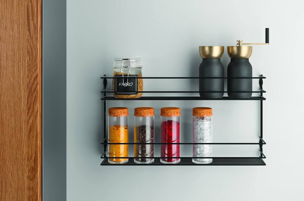 Pepito 2 Tier Wall Mounted Spice Rack Matte Black - KITCHEN - Spice Racks - Soko and Co