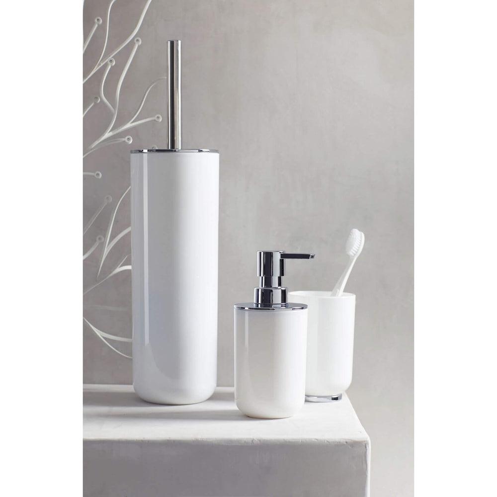 Posa Toothbrush Tumbler White & Chrome - BATHROOM - Toothbrush Holders - Soko and Co