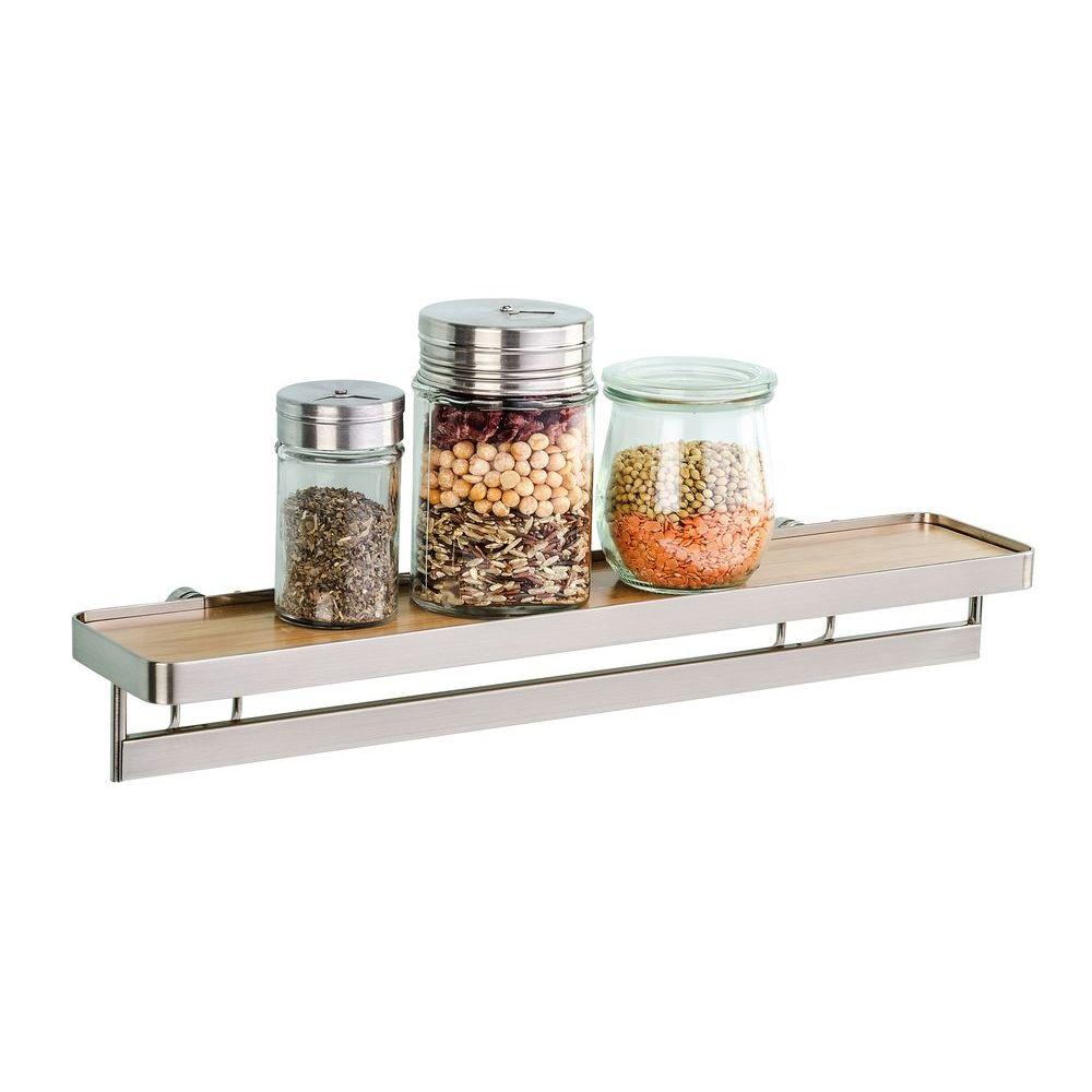 Premium Wall Mounted Spice Rack & Hanging Rail Bamboo & Steel - KITCHEN - Spice Racks - Soko and Co