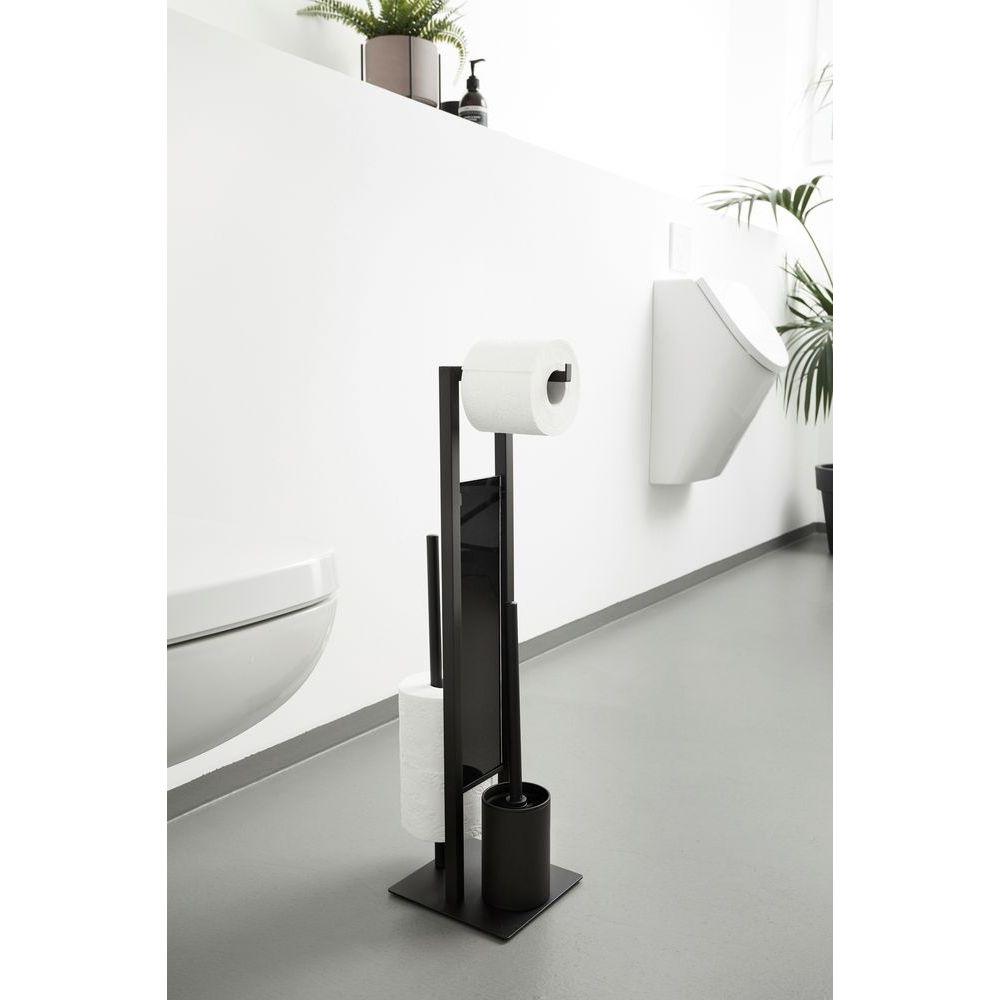 Rivalta Freestanding Toilet Brush & Roll Holder Black - BATHROOM - Toilet Brushes - Soko and Co