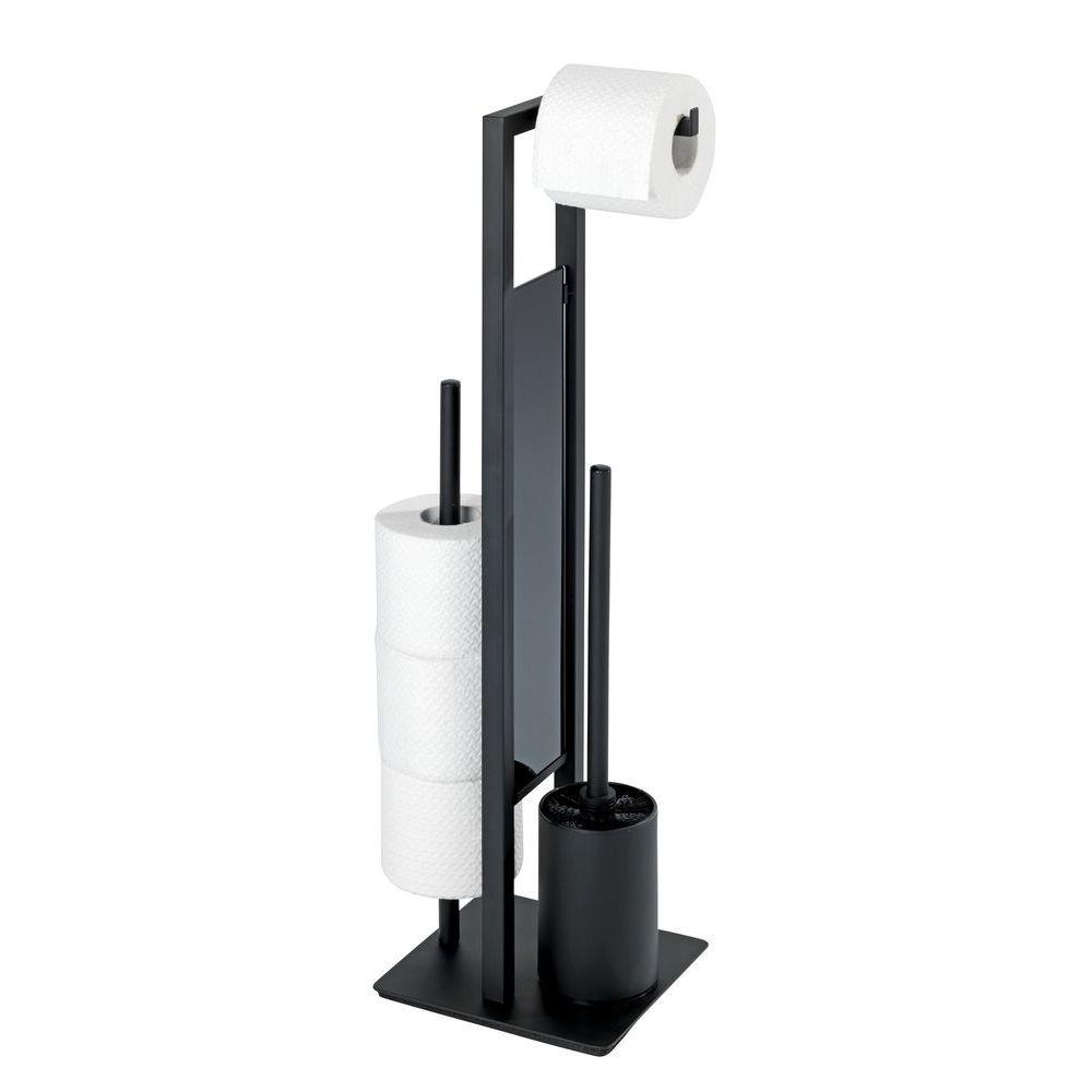 Rivalta Freestanding Toilet Brush & Roll Holder Black - BATHROOM - Toilet Brushes - Soko and Co