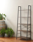 Rustic 5 Tier Shelf Unit Dark Wood & Matte Black - HOME STORAGE - Shelves and Cabinets - Soko and Co