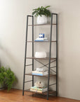 Rustic 5 Tier Shelf Unit Dark Wood & Matte Black - HOME STORAGE - Shelves and Cabinets - Soko and Co