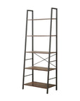 Rustic 5 Tier Shelf Unit Dark Wood & Matte Black - HOME STORAGE - Shelves and Cabinets - Soko and Co