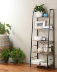 Rustic 5 Tier Shelf Unit Light Wood & Matte Black - HOME STORAGE - Shelves and Cabinets - Soko and Co