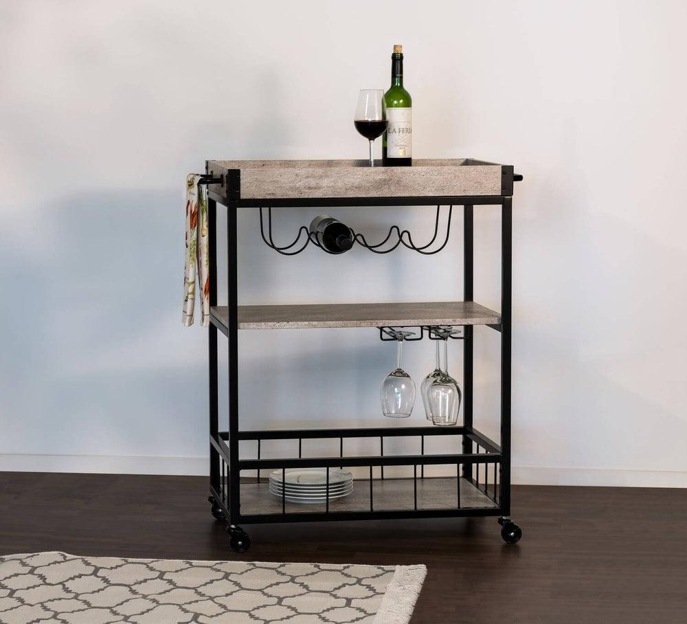 Rustico 3 Tier Kitchen Trolley Black - HOME STORAGE - Storage Trolleys - Soko and Co