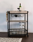 Rustico 3 Tier Kitchen Trolley Black - HOME STORAGE - Storage Trolleys - Soko and Co