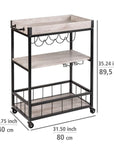 Rustico 3 Tier Kitchen Trolley Black - HOME STORAGE - Storage Trolleys - Soko and Co