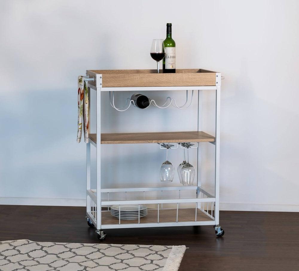 Rustico 3 Tier Kitchen Trolley White - HOME STORAGE - Storage Trolleys - Soko and Co