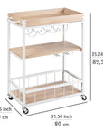 Rustico 3 Tier Kitchen Trolley White - HOME STORAGE - Storage Trolleys - Soko and Co