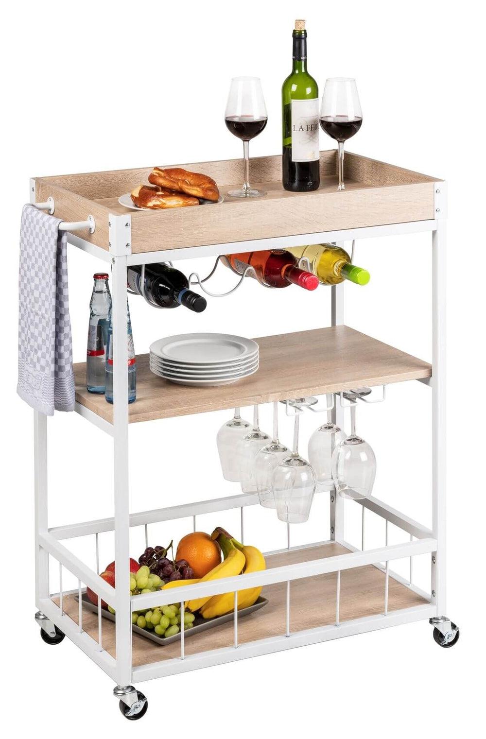 Rustico 3 Tier Kitchen Trolley White - HOME STORAGE - Storage Trolleys - Soko and Co