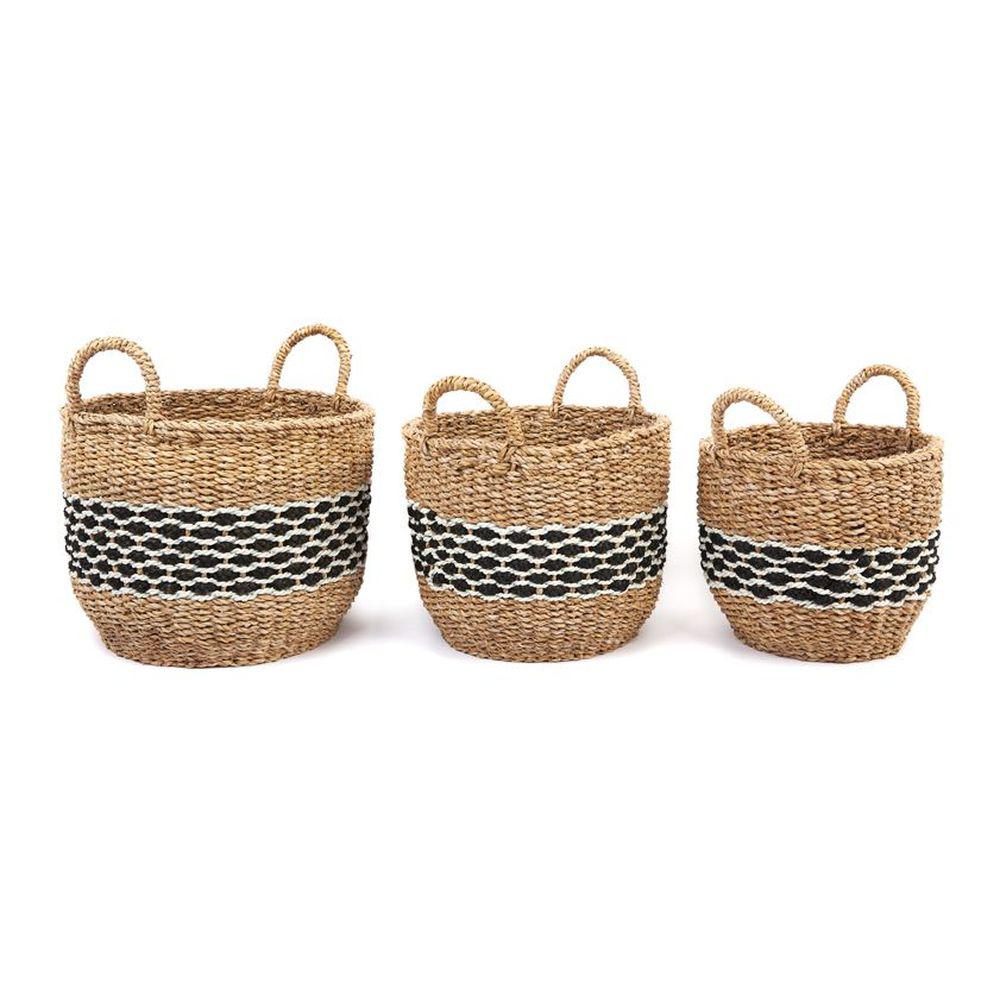 Sadar Large Round Seagrass Storage Basket - HOME STORAGE - Baskets and Totes - Soko and Co